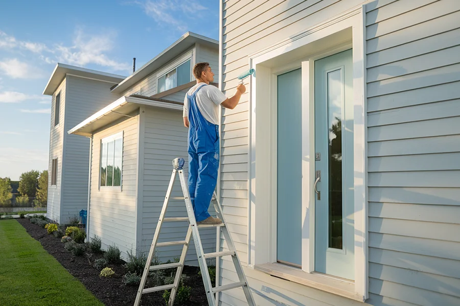 Brandon from Canvas Craft Painters painting a house exterior in South San Francisco, CA Canvas Craft Painters South San Francisco CA exterior painting