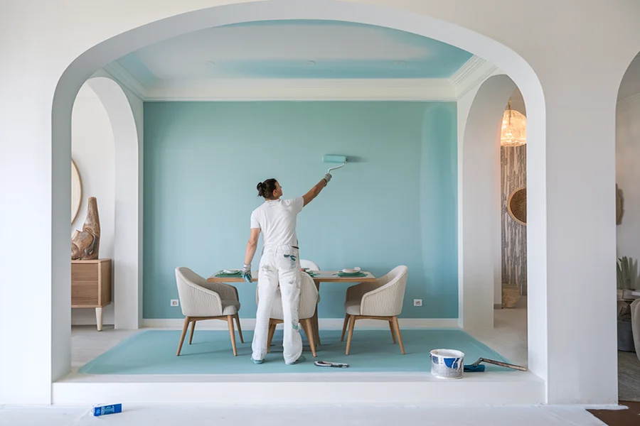Liam from Canvas Craft Painters painting a home interior in South San Francisco, CA Canvas Craft Painters South San Francisco CA interior painting